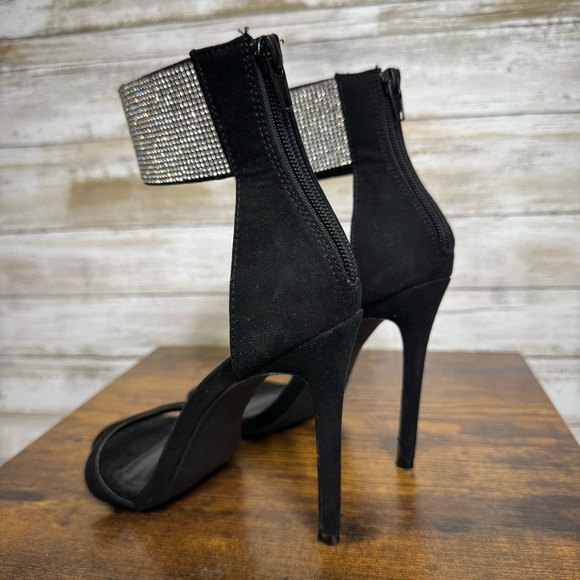 Olivia Jaymes Women’s Black Bling Ankle Strap Stiletto Heels Women’s size - Picture 7 of 10